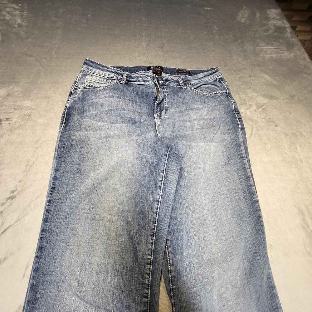 Earl Jean Jeans Womens 16 Blue Bootcut Slim Boot Mid Rise Light Wash - Picture 2 of 11